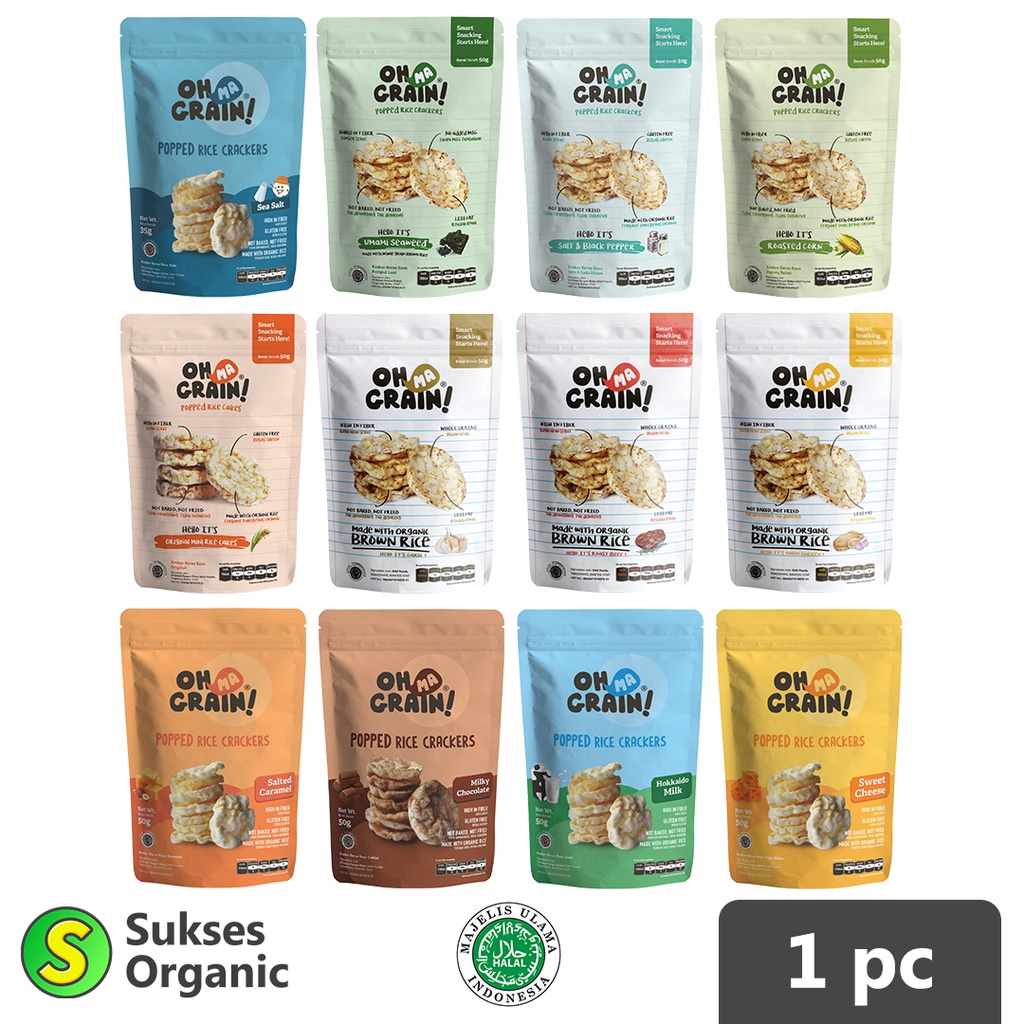 

Oh Ma Grain! Popped Rice Crackers / Snack Sehat Tanpa MSG Bebas Gluten