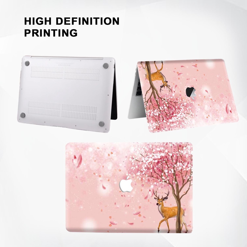 Case Casing Protective Pelindung Laptop Macbook Air Pro 13 M1 M2 2017 2018 2019 2020 2021 A1932 A2179 A2337 A1706 A1708 A1989 A2159 A2251 A2289 A2338 Gambar Sakura Warna Pink Pastel Kombinasi Motif Lucu Hardcase Murah