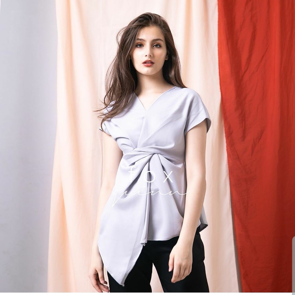 REAL PICT Atasan scuba premium - blouse sabrina - atasan SCUBA AUREL