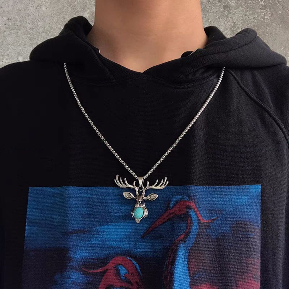 Kalung Rantai Klavikula Desain Kepala Banteng Gaya Punk Korea Hip Hop Untuk Pria