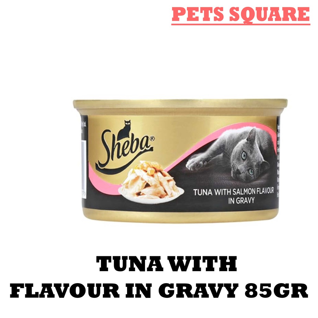 MAKANAN KUCING SHEBA TUNA &amp; SALMON IN GRAVY 85GR