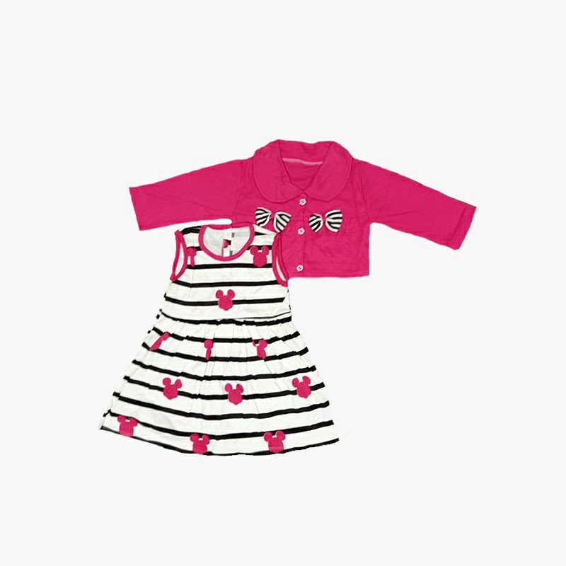 DRESS ANAK CEWEK ALLSIZE SATU TAHUN BAHAN DOUBLE KATUN MOTIF + ROMPI TPJ