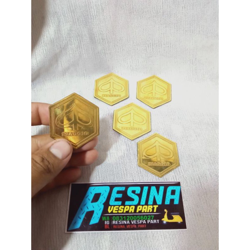 emblem vespa chung bahan kuningan untuk super dan sprint