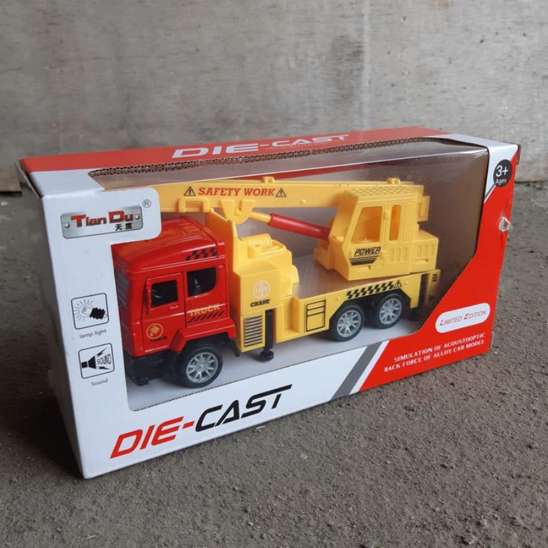 Diecast Truck Crane Alloy - Mainan Miniatur Mobil Truk Derek Towing