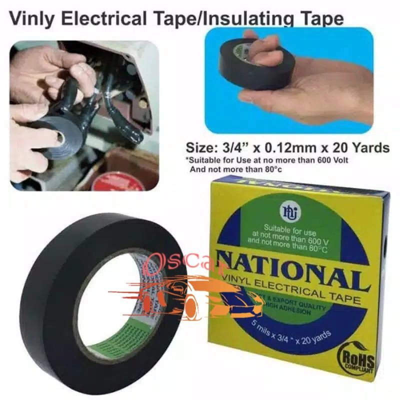 Isolasi Listrik Hitam NATIONAL besar 20 yard nasional vynil isolasi goldtape kabel selotip listrik