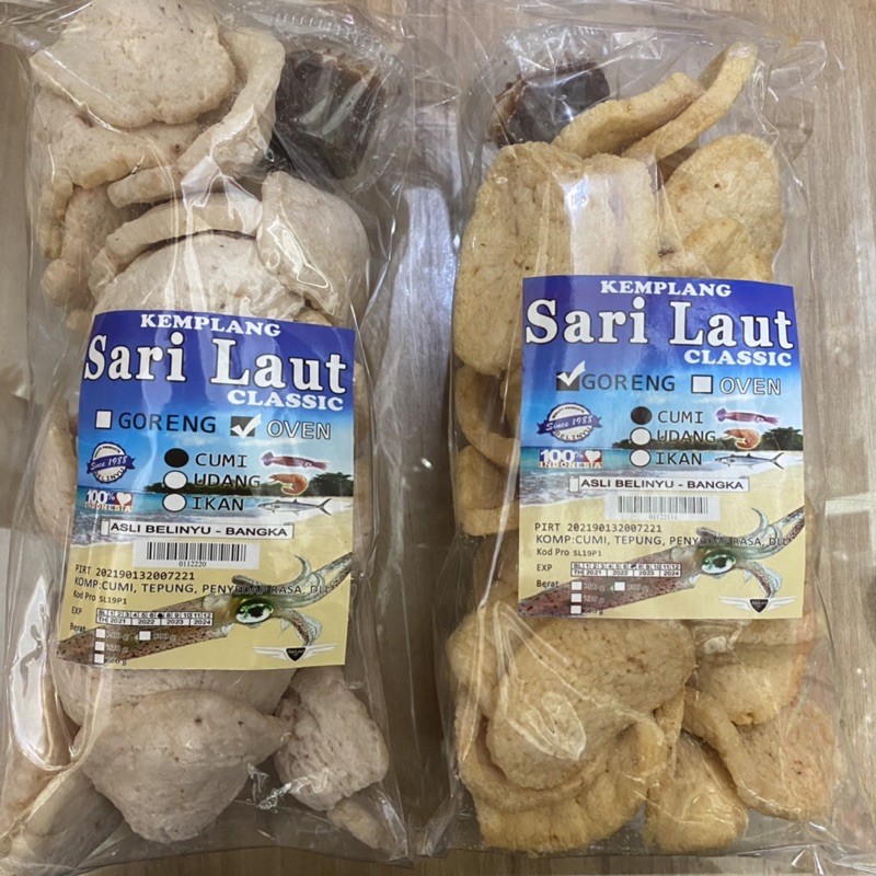 

Kemplang Bangka Goreng dan Oven Cumi Cap SL - Snack Bangka - Cemilan Bangka - Makanan Bangka