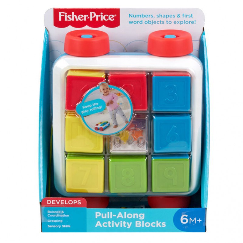 Fisher Price Pull Along Activity Blocks Mainan Edukasi Bayi 6m+