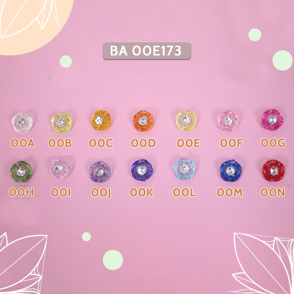 Kancing Akrilik Permata Bentuk Ukiran Bunga 12mm