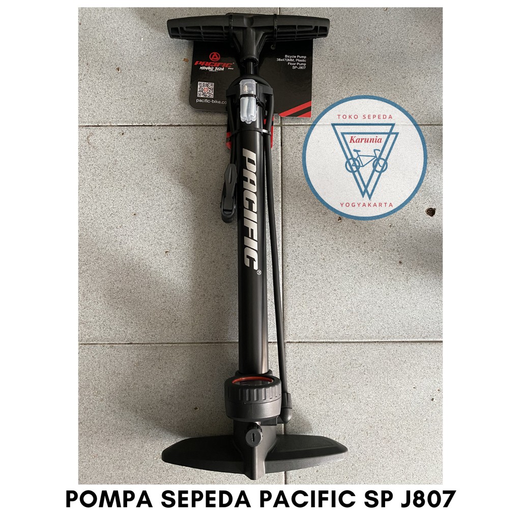 Pompa Sepeda Pacific SP-J807 807 Pompa Meteran Indikator Tekanan Angin Ban Pompa Lantai Pompa Angin 