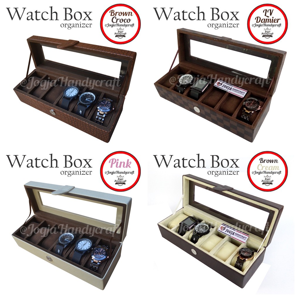 TERMURAH FULL COLOR KOTAK TEMPAT JAM TANGAN ISI 6 / WATCH BOX ORGANIZER