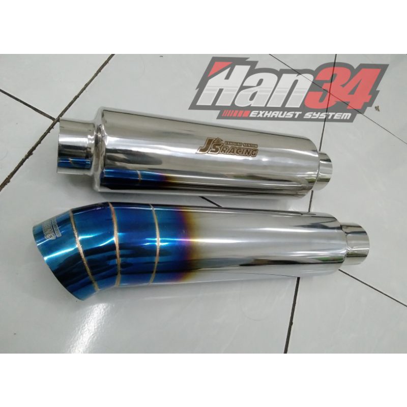 KNALPOT MOBIL RACING TAILPIPE BURNTIPE PAKET SLENCER DAN RESONATOR PAJERO FORTUNER INOVA BENSIN SOLA