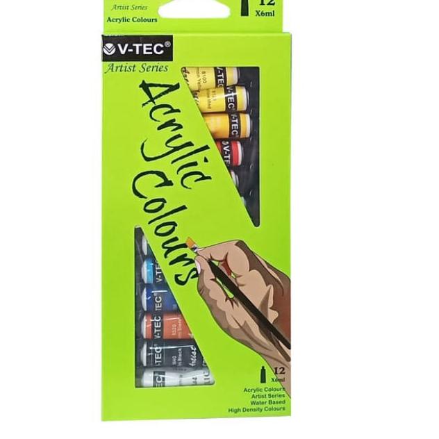 

(PROMO LE982) V-Tec Acrylic Color Set 12 - VT-612/A Isi 12 x 6ml / Cat Akrilik V-TEC 12 warna ✺