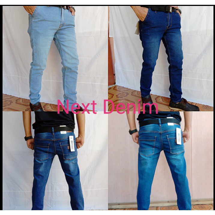 CELANA SKINNY JEANS/CELANA PENSIL HITAM BAHAN MELAR/JEANS PANJANG PRIA