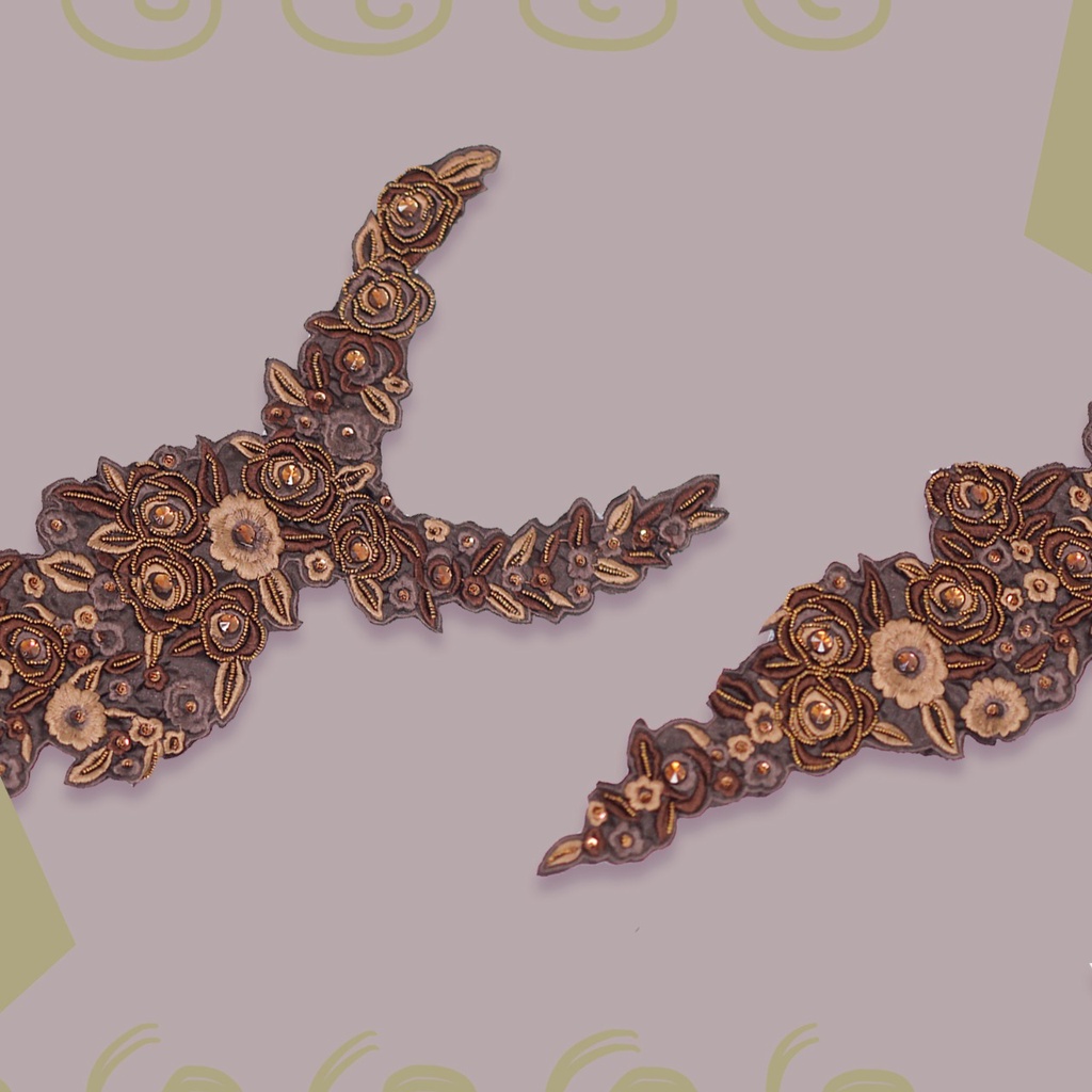 Kerah Renda Bordir Panjang Motif Mawar model 121201