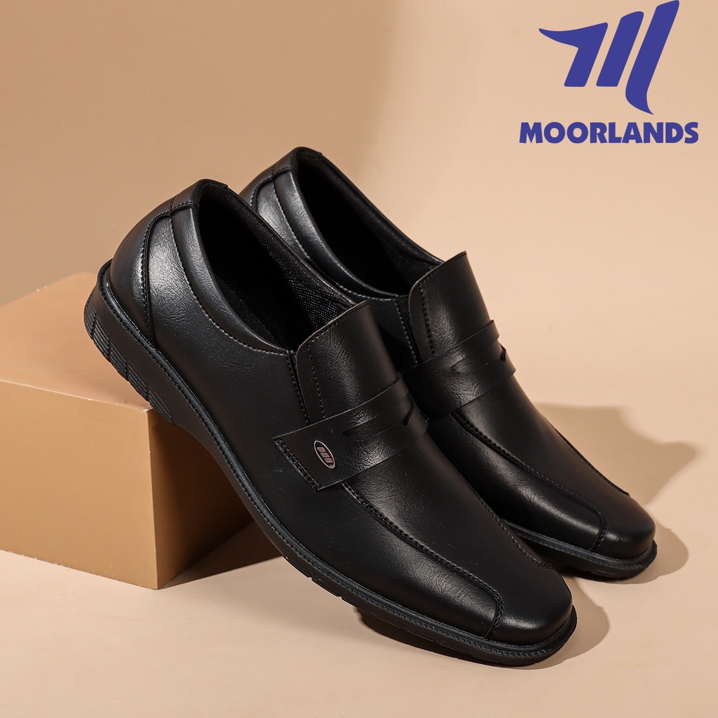 MOORLANDS Sepatu Pantofel Slip On Hitam Pria Sepatu Formal Pria Sepatu Kerja Kantor Pria