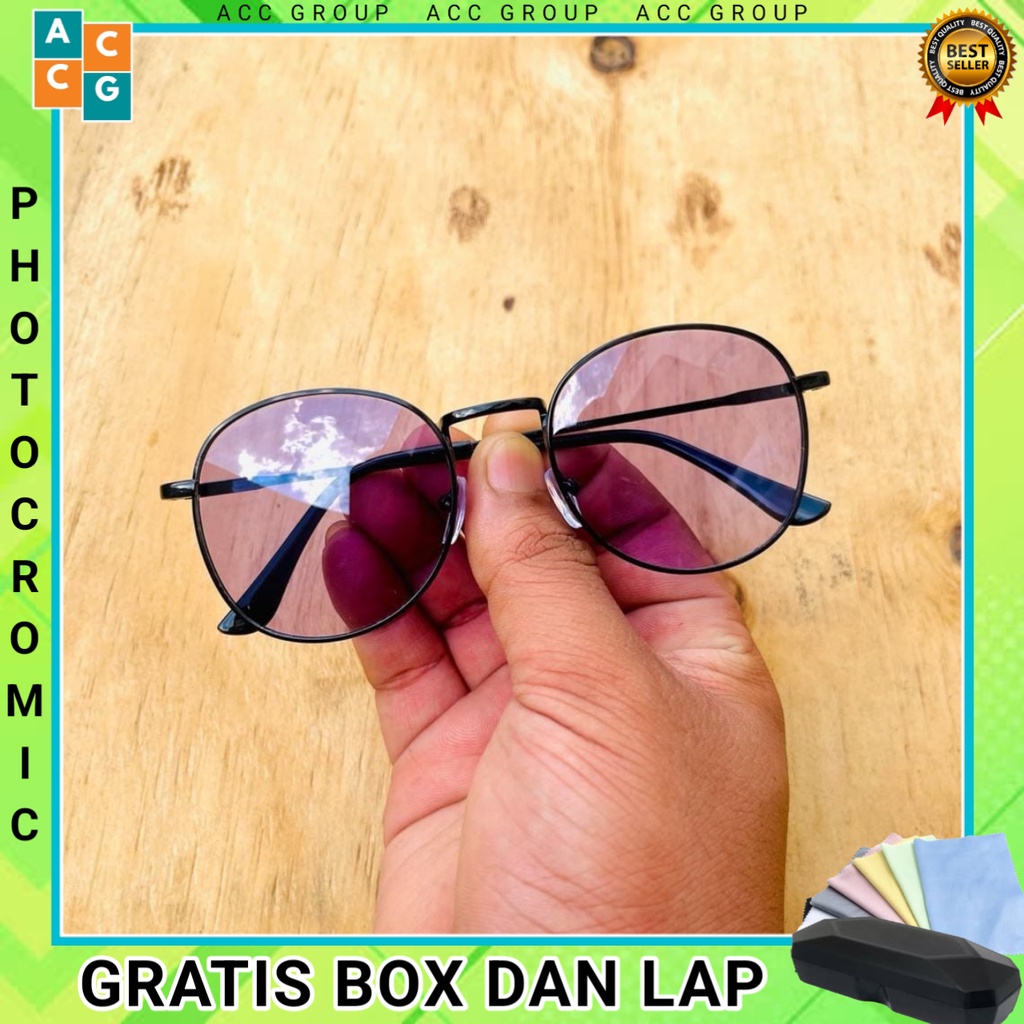 FREE BOX DAN LAP KACAMATA PHOTOCROMIC BLUERAY UNISEX ANTIRADIASI STYLE VINTAGE