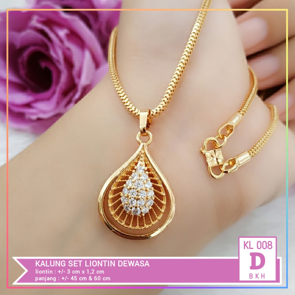 Kalung xuping kalung dewasa permata labu rantai milano lapis emas gold KL 008