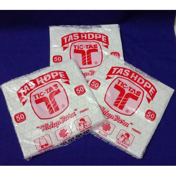 KUALITAS PALING BAIK!!! Kantong Plastik Kresek TIC-TAS HDPE Putih Ukuran 21 - Tanggung (50 Pcs)