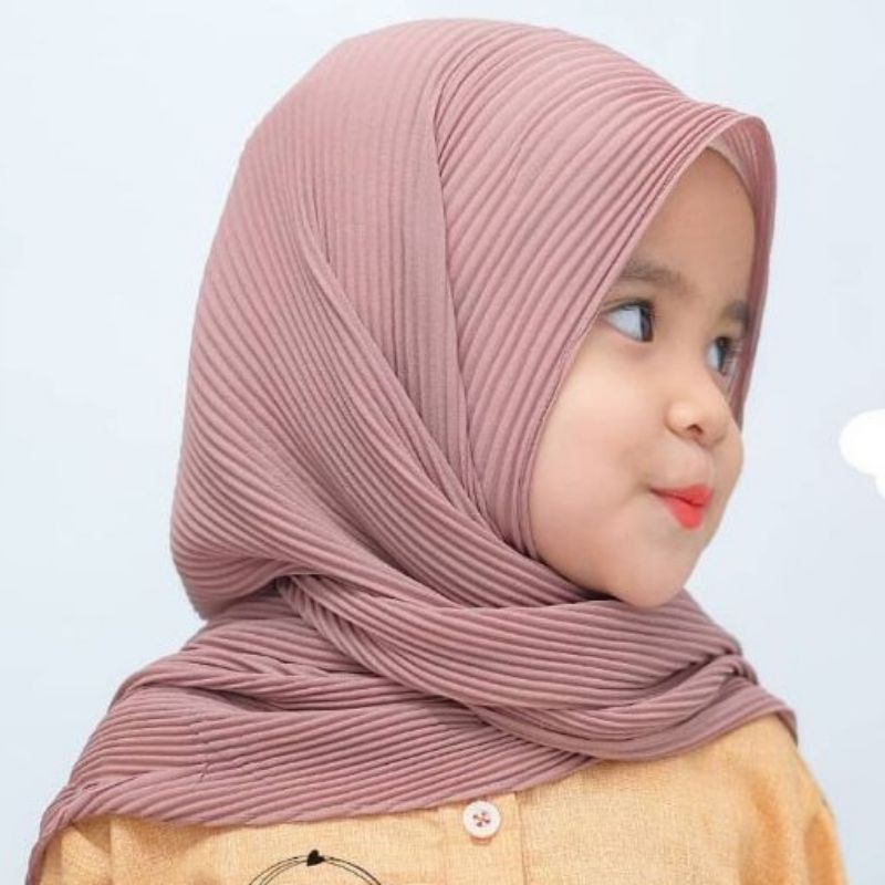 Kerudung Pashmina Plisket anak instant Premium 3th - 6 tahun terbaru | jilbab lucu bayi Perempuan sekolah instan tk 4 - 5 thn | hijab Tanggung baby sd bahan jersey lembut adem |Fashion