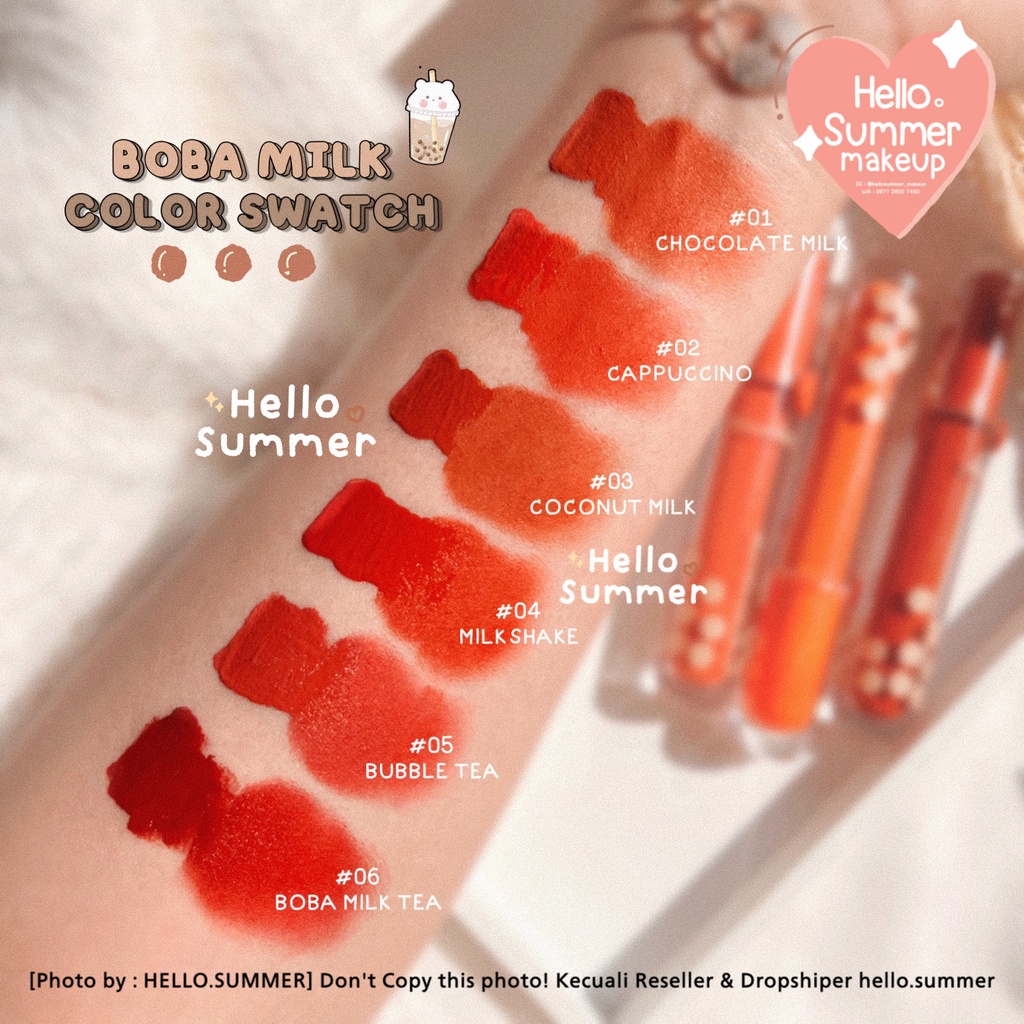 𝐌𝐀𝐓𝐓𝐄 𝐋𝐈𝐏𝐒𝐓𝐈𝐂𝐊 - Kiss Beauty Boba Milk Tea Color Liquid  Matte Lipstick Tahan Lama 4ml