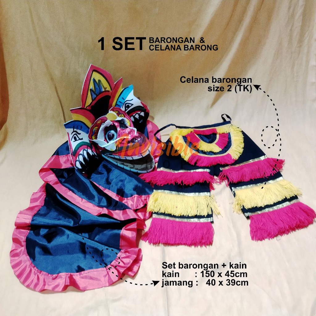 1 Set - Paket mainan anak barongan + celana barongan uk 5-6 tahun TK kecil kain lebar