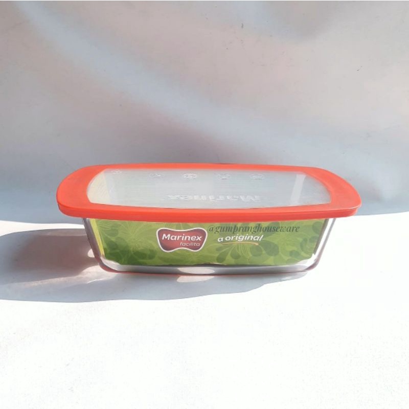 Marinex 1,5 L loyang kaca + tutup /pinggan persegi tahan panas dengan tutup silicone