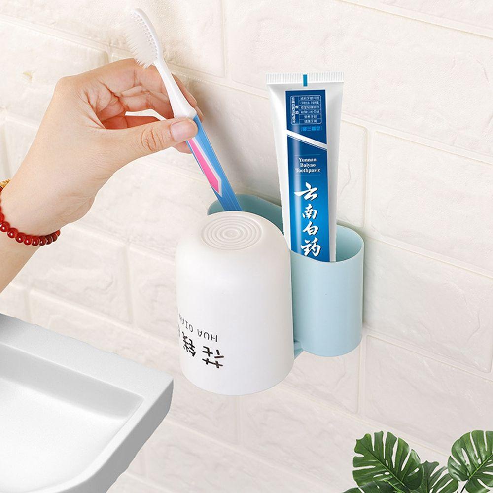 REBUY 1pc Toothpaste Storage Rack Creative Toothbrush Stand Rack Toothbrush Holder Tooth Brush Dispenser Wall-Mounted Traceless Bathroom Accessories Hot Punch-Free Tooth Cup Rack/Multicolor