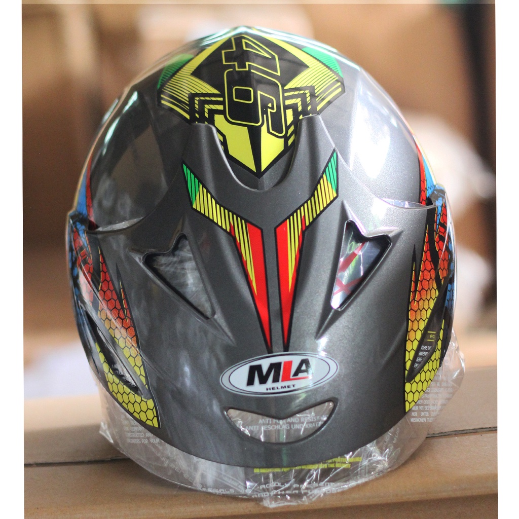 Helm Half Face MLA JP5 Motif Kaca Single Visor Clear Untuk Pria Dan Wanita Dewasa COD