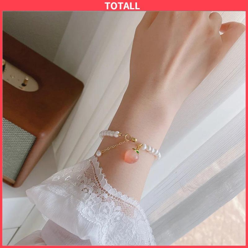 COD Gelang Mutiara Persik Pelajar Wanita Niche Design Sisters Couple Best Friends Gelang-Totall