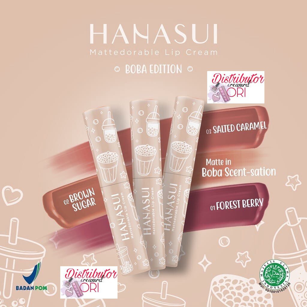 Hanasui Mattedorable Lip Cream BOba | Matte Dorable LipCream bibir & blush on|lip and cheek-1