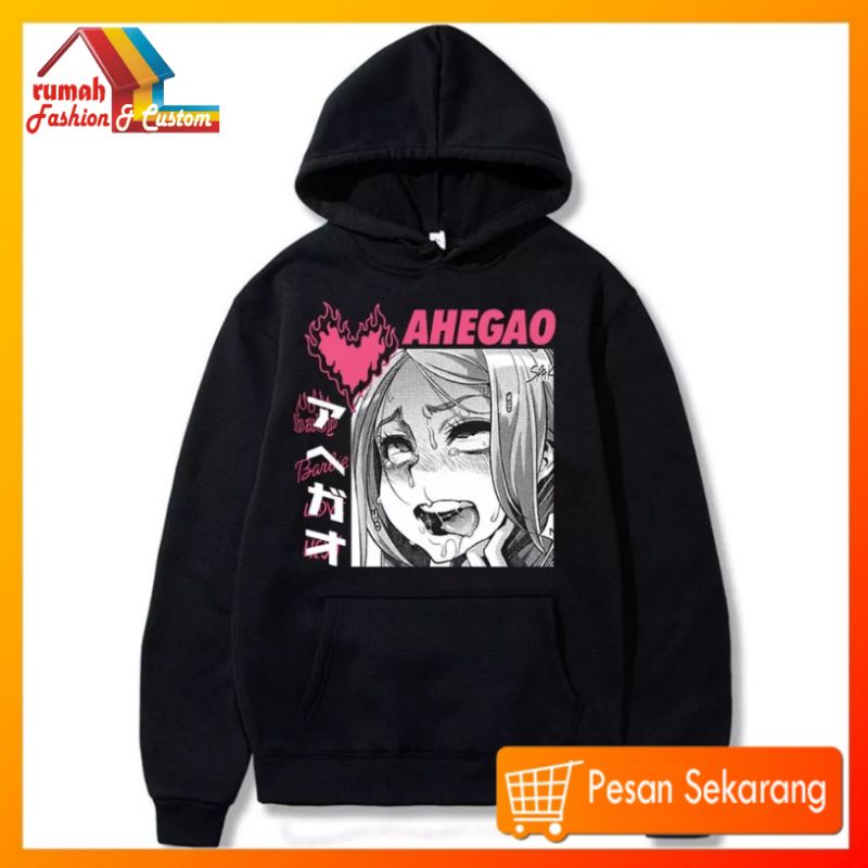 Hoodie Sweater Jaket Anime Ahegao kartun Pria wanita Atasan kekinian Pakaian Estetik Keren