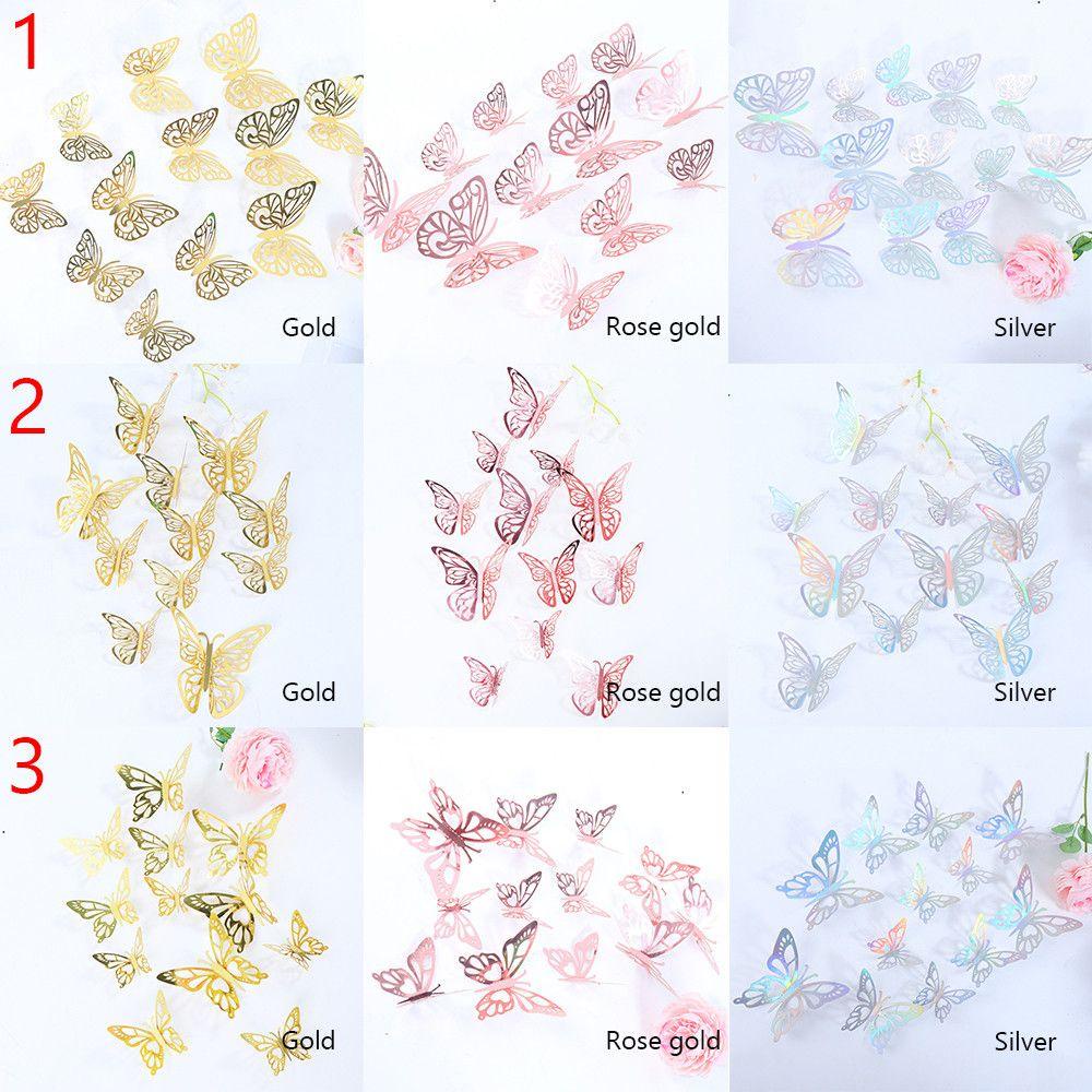 Populer 12Pcs /Set Stiker Dinding 3D DIY Warna Metalik Kamar Anak Dekorasi Rumah