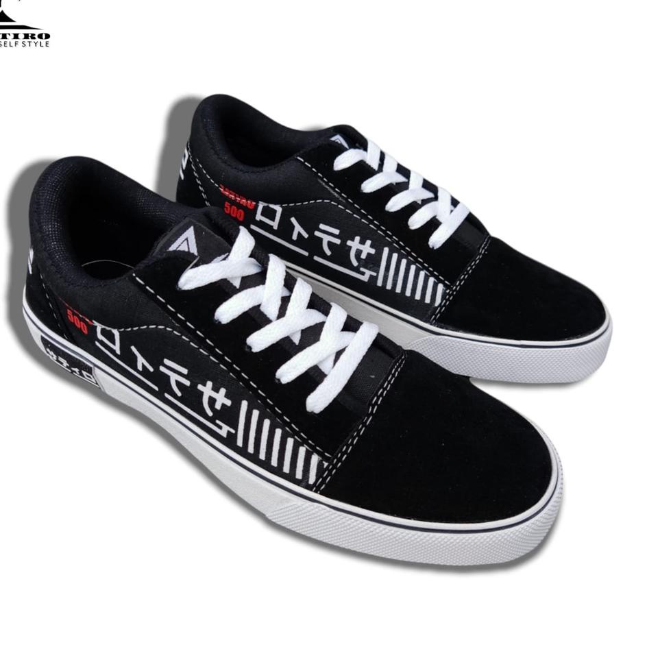 Harga TERMURAAH.. Sepatu Casual Sneakers Zatiro Skool Black White Ztr Japan Motif Putih ZatiroPSS Se
