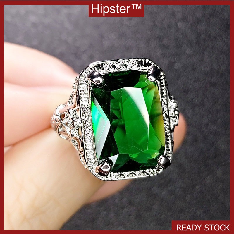 Hot Sale Creative Design Characteristic Hollow Pattern Square Ruby Ring