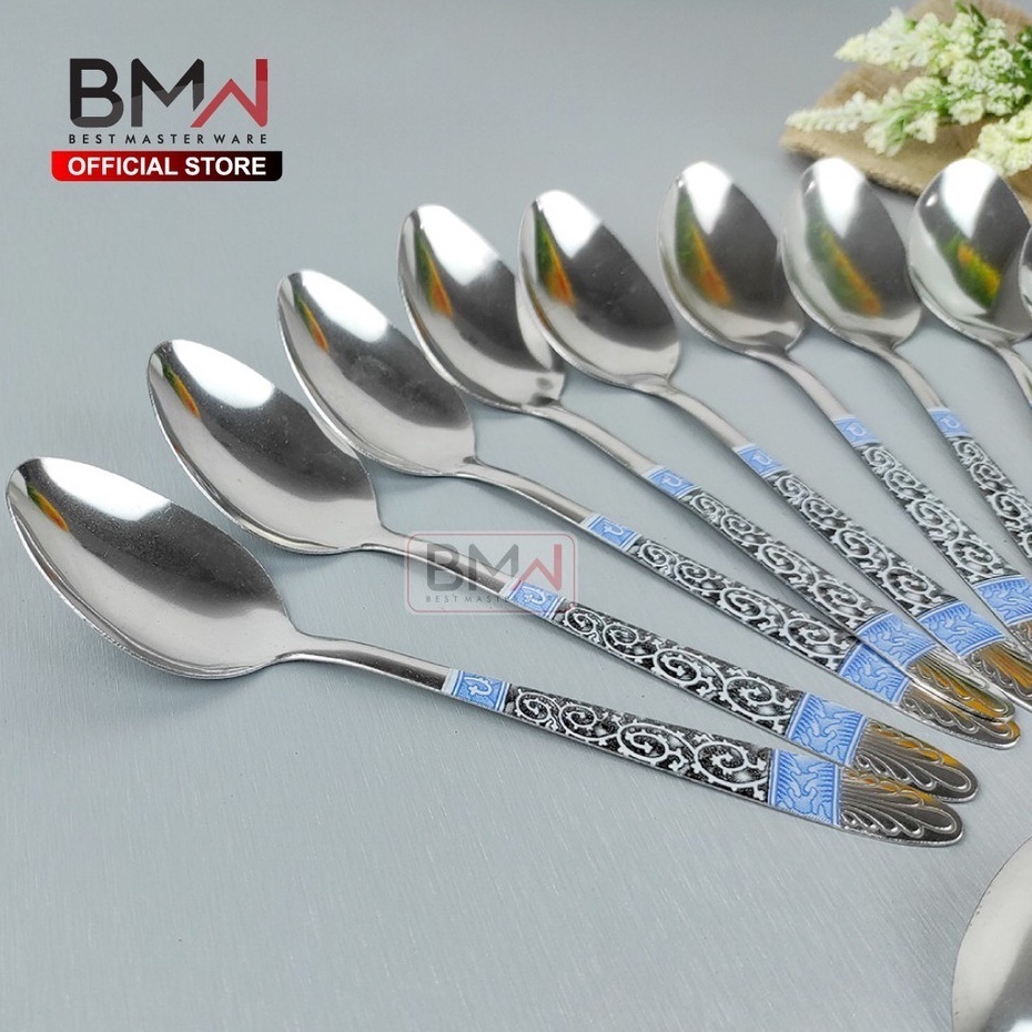 1 Lusin Sendok Makan Motif Batik Peralatan Makan Stainless Steel