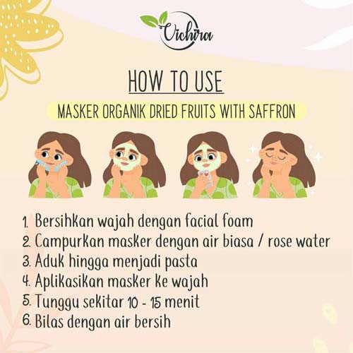 [RESMI] MASKER ORGANIK DRIED FRUITS WITH SAFFRON VICHIRA MASK 15GR