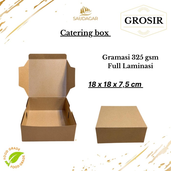 

7uytdrs Katering Box Tebal 325 Gsm / Dus / Kotak Nasi /Kue / Cake 18X18X7,5 Cm - Tanpa Laminasi