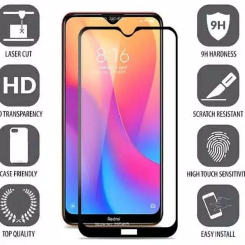 Tempered Glass Redmi 8/8A Full Cover Premium Glass