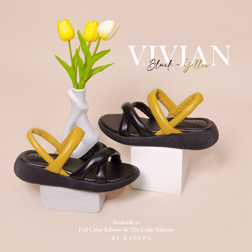 AVLINSTORE - tipe VIVIAN mix color Sepatu Sandal Wanita Wedges Model Silang dua Tali Strap Belakang Hak Tinggi Sole 3 cm