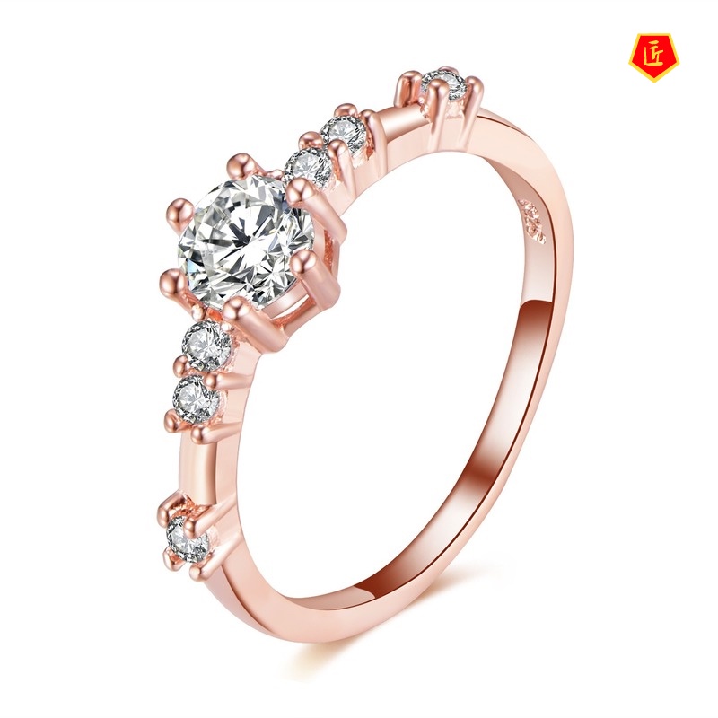 [Ready Stock]Refined Personalized 925 Silver 14K Gold Diamond Ring