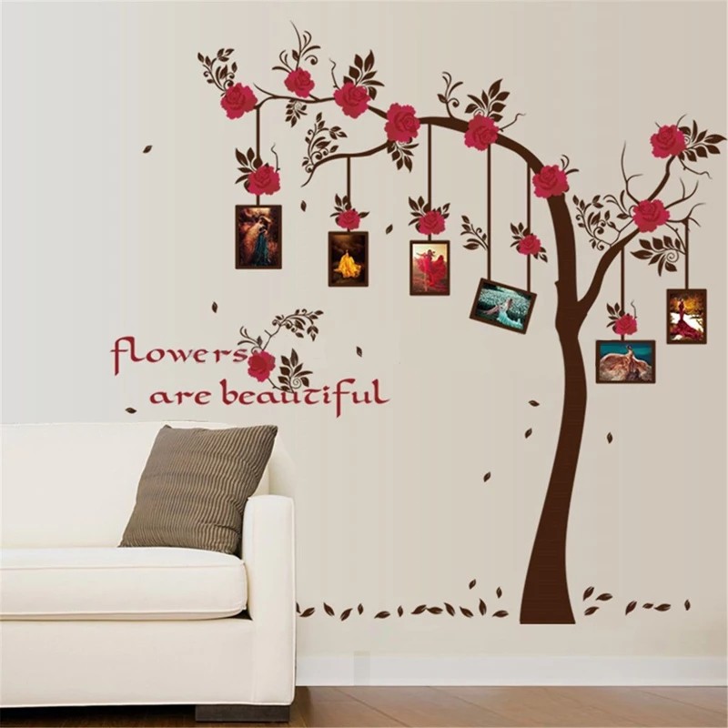 RELIZA WALL STICKER / STICKER DINDING POHON FOTO ROSE TREE FRAME WALLSTICKER SK9086