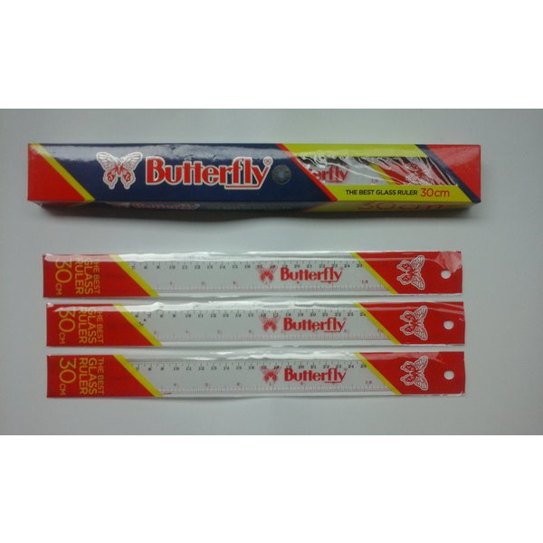 Penggaris Plastik / Mistar Plastik 30 cm Butterfly