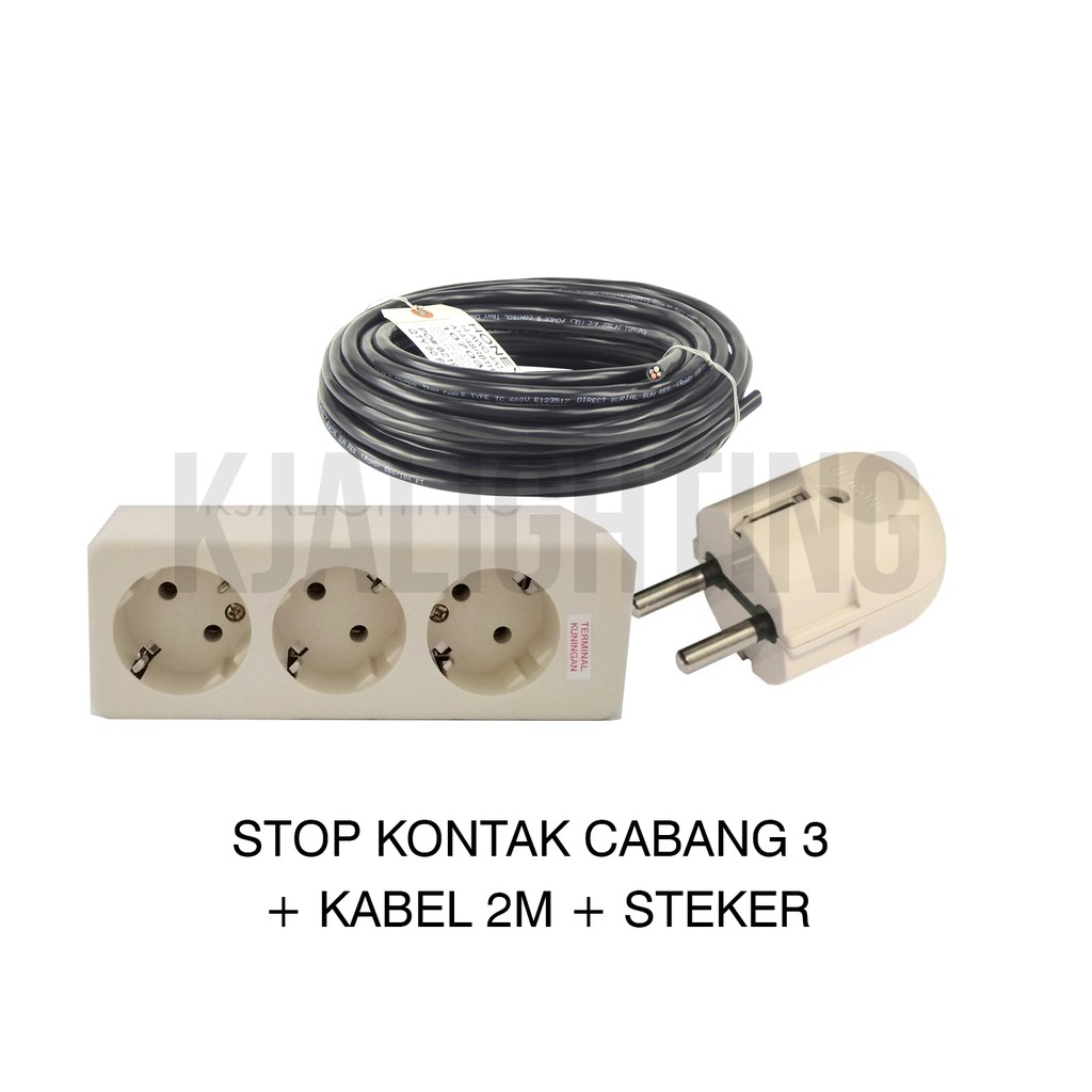 STOP KONTAK CABANG 3 + KABEL 2M + STEKER BUNDLE