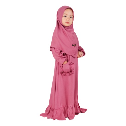 Set Gamis Humaira Anak Usia 1 Sampai 2 Tahun Rayon Twill Premium Polos Terpopuler Pink