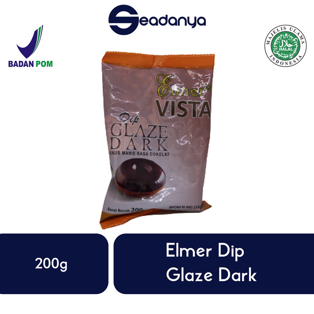

Elmer Dip Glaze Dark Chocolate 200g - Pelapis Donat , Roti , Kue , Makanan - HALAL MUI & BPOM