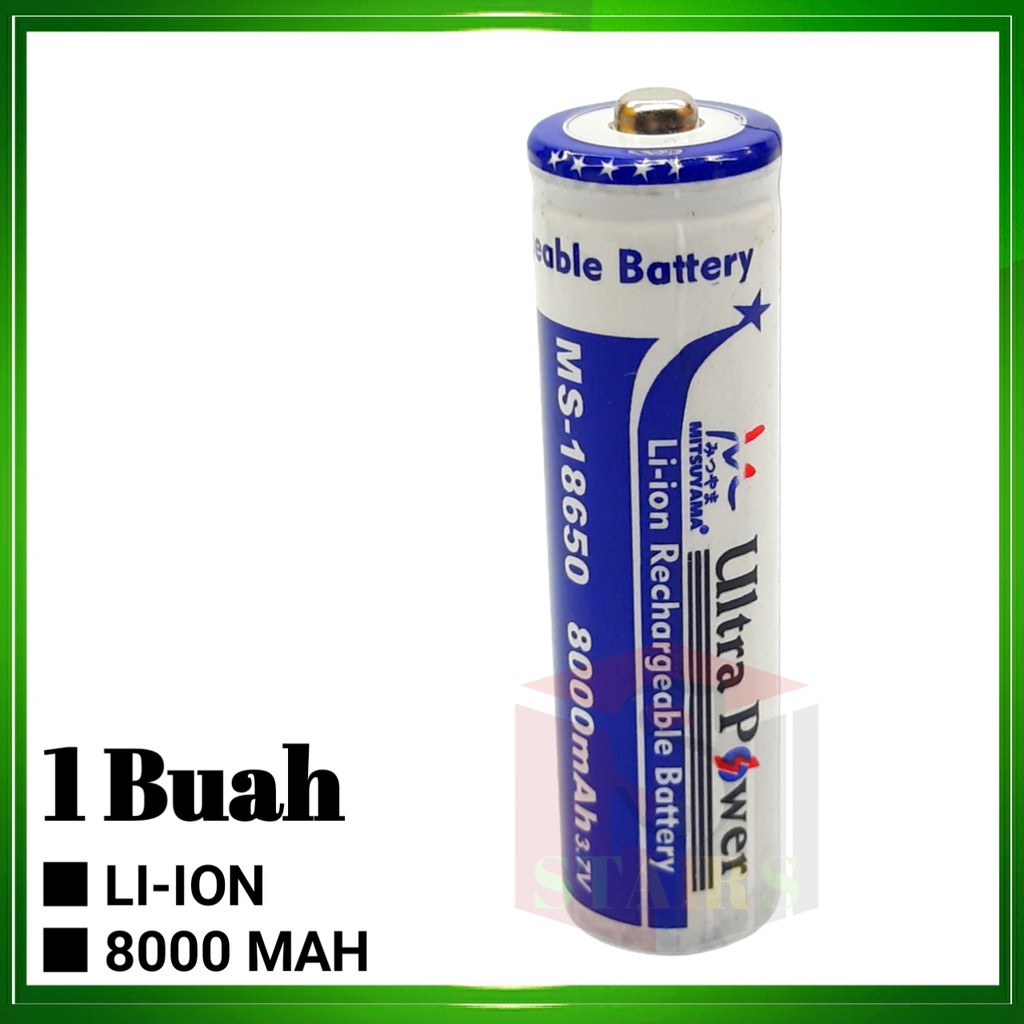 Baterai 18650 Charger MITSUYAMA Li-ion 3.7volt - 8000mAh Warna Biru 1 Buah