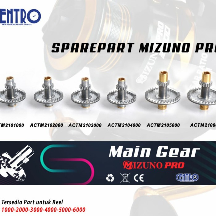 part reel main gear untuk reel mizano 1000 sampai 6000 power handel - 6000