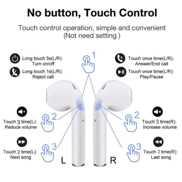 Headset i12 Metalik Bluetooth TWS i13 Headset Touch Control Earphone Bluetooth Wireless