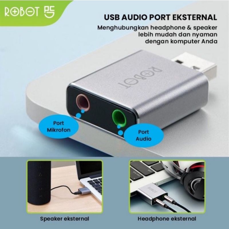 Robot US10 Usb Sound Card External - Soundcard Usb 2.0 Robot US10 Audio Mic