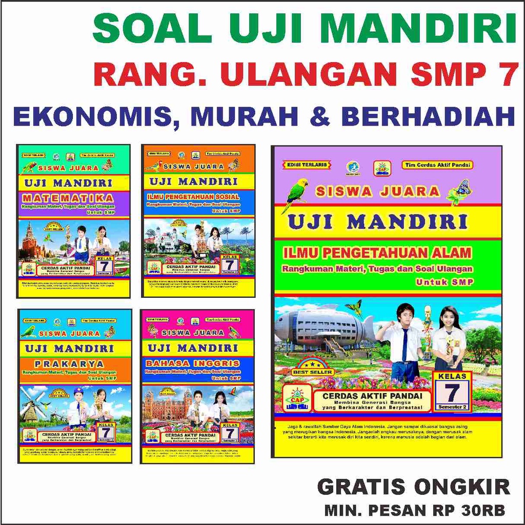 BUKU SOAL UJI MANDIRI SMP 7 LKS SMP Ekonomis Murah & Berhadiah, LKS SISWA ZAMRUD JUARA RANGKUMAN MAT